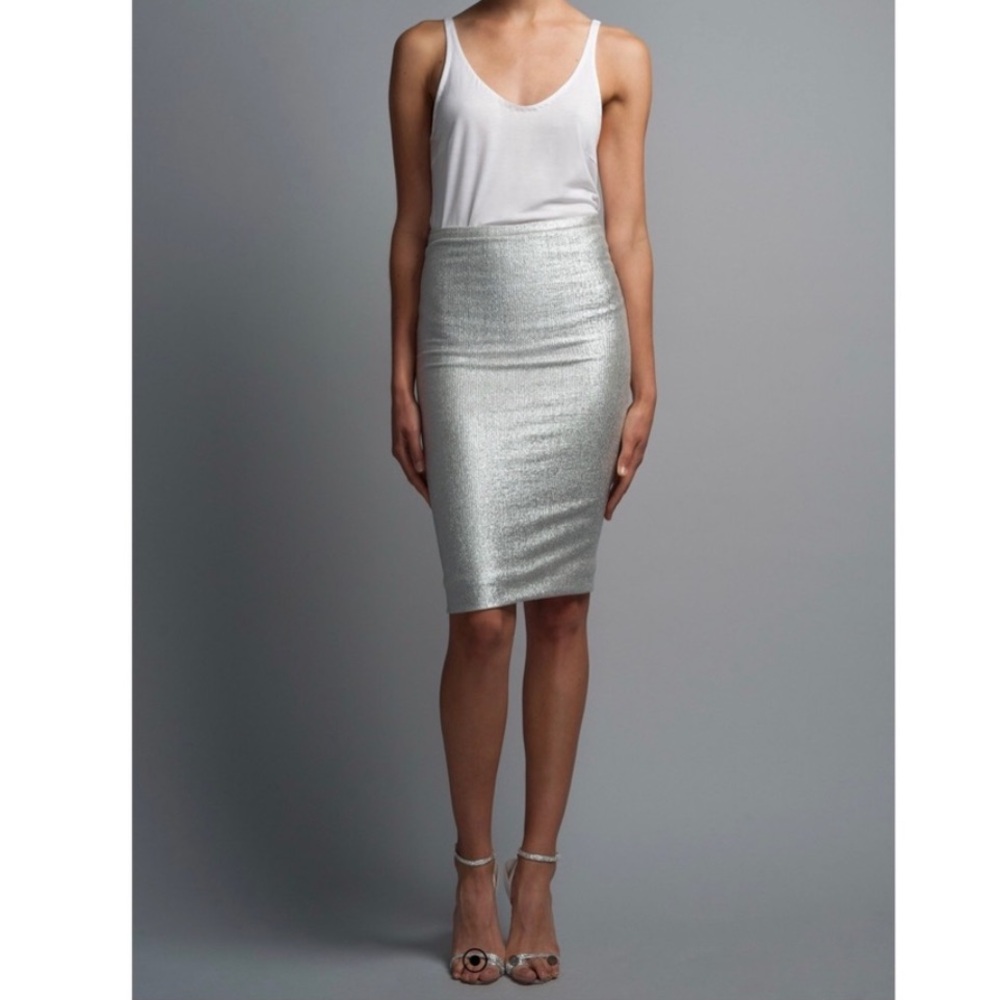 DIANE VON FURSTENBERG Silver Tube Skirt‎ size 6